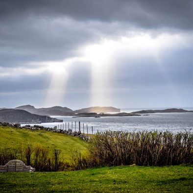 The dramatic view from Gables Cottage, near Achiltibuie in the West Highlands of Scotland