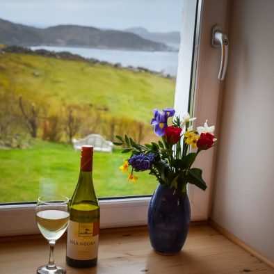 The view from one of our bedrooms at Gables Cottage overlooking the Torridon Mountains and the Summer Isles