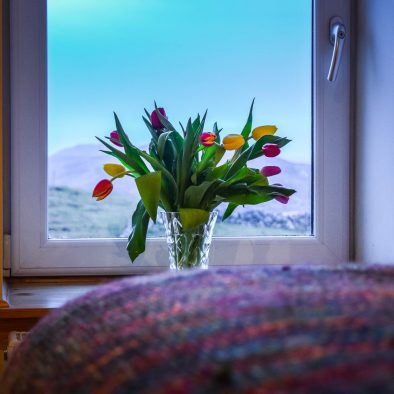 The bedrooms at Gables Cottage Polbain overlook the sea