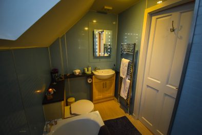 The bathroom at Gables Cottage Polbain